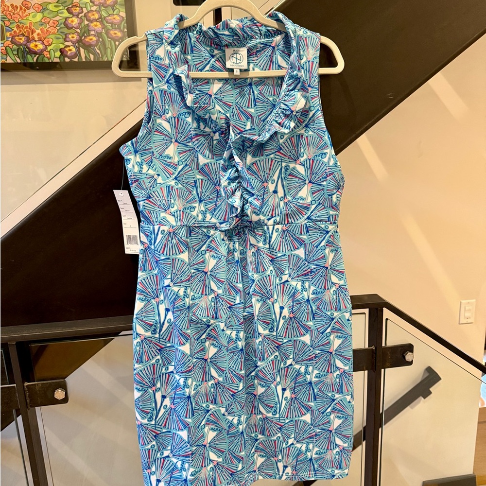 Tracy Negoshian Blue and White Halter Sundress